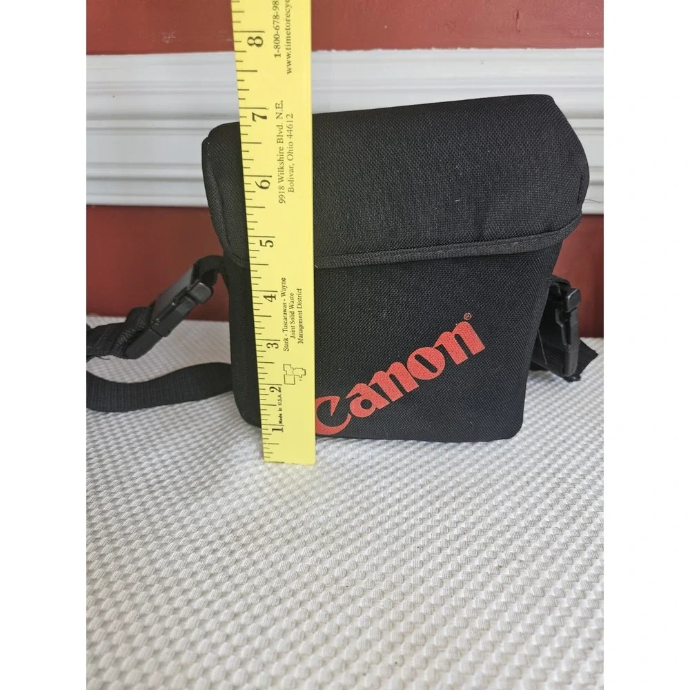 Vintage 90s Canon Black Canvas Camera Bag with Red Embroidered Logo